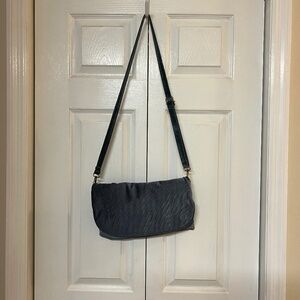 Anthropologie Blue Velvet Shoulder Bag Purse